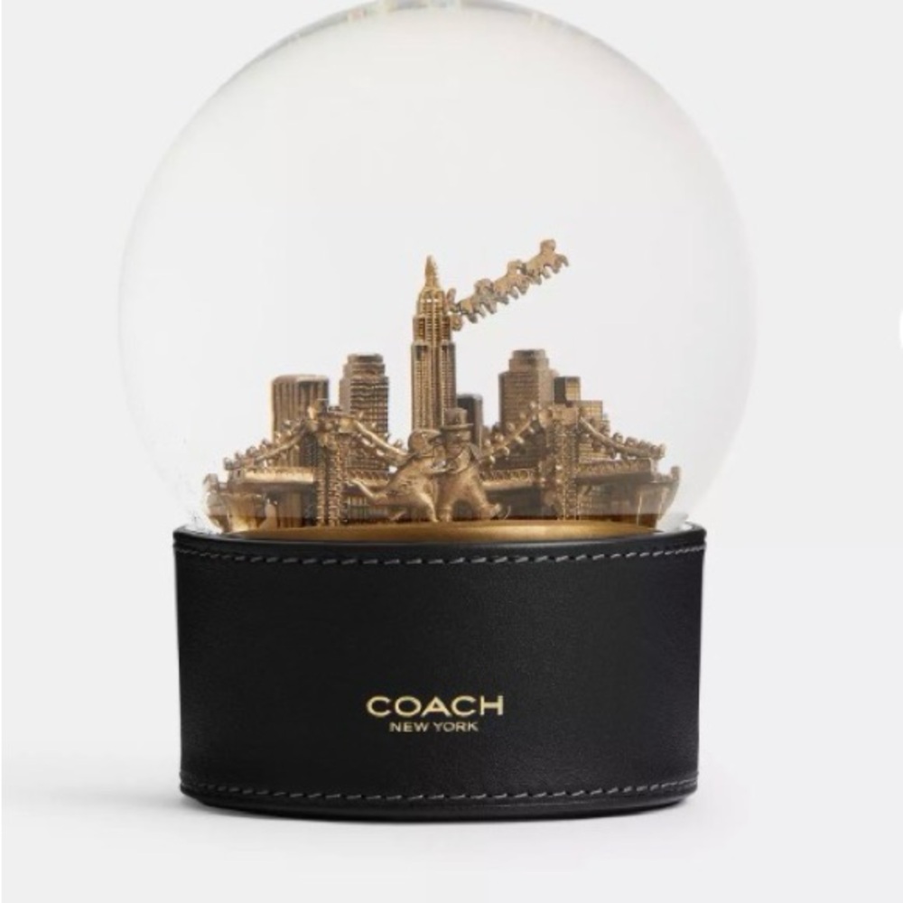 Coach Snow Globe with Gold Cityscape and Black Base